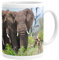 Merchandise for Fans Becher aus Keramik - 330 ml Motiv: Elefanten drei mächtige Bullen im Busch (02)