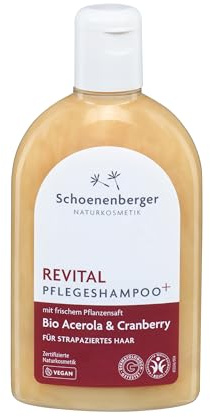 Schoenenberger Pflegeshampoo+ Revital – für strapaziertes Haar, mit Bio-Pflanzensaft Acerola, Weizenprotein und wertvollem Cranberryöl, zertifizierte vegane Naturkosmetik, 250 ml