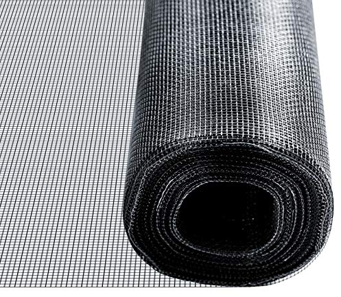 casa pura®, zanzariera per porte e finestre, protezione contro gli insetti in fibra di vetro con rivestimento in vinile, 2 lunghezze e 4 larghezze disponibili, Nero, 15 m x 1,2 m