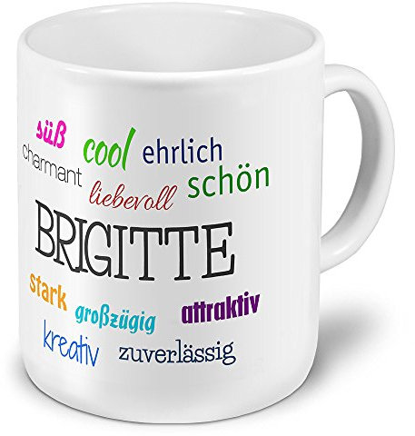 printplanet XXL Riesen-Tasse mit Namen Brigitte - Positive Eigenschaften - Namenstasse, Kaffeebecher, Mug, Becher, Kaffeetasse