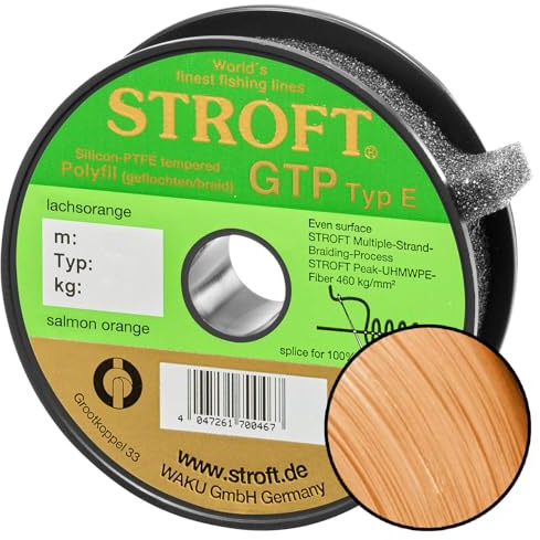 Stroft Schnur GTP Typ E geflochten lachsorange 125m Typ E1 4,75 kg