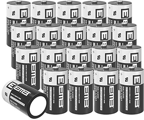 EEMB ER14250 LS14250 1/2AA 3.6V 1200mAh Lithium Battery half aa batteries Li-SOCL₂ Non-Rechargeable Battery for Dogwatch Dog Collar and Some of Movement Monitor/Home Security/Alarm System (20)