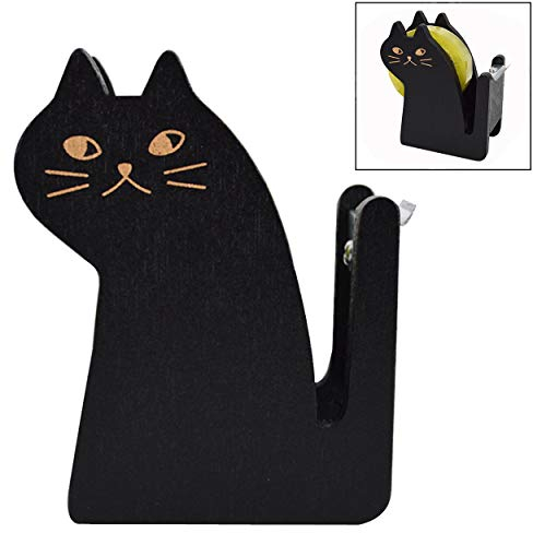 Xrten Miranda Cat Kitty Porta Nastro Adesivo,Bench Tape Dispenser (6 * 8.7 cm) Misura (Nero)