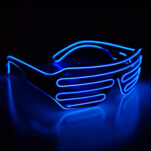 Neon El Wire LED Light Up led glasses with Shutter Standard Control Box Funny Amazing Cool Glasses Eyeglasses Eyewear for Christmas Halloween Wild Party,Dance Ball,Crazy Parties, Raves (Blue)