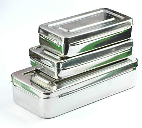 Stainless Steel Instrument Storage Box Tools Jewellery Veterinary Surgical Dental Instruments Box Surgical Instruments Equipment Storage Box with Lid Available in 10 Sizes (36 x 24 x 7cm)