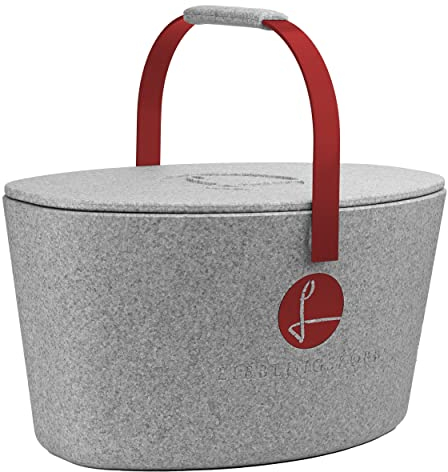 Lieblingskorb Plus silver grey (weinrot) Einkaufskorb und Thermobox in einem, inklusive Deckel, isoliert, abwaschbar, Picknickkorb zum kühlen von Lebensmittel, Einkaufstasche, Volumen: 22 Liter