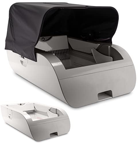 PETECH Lettiera autopulente in grigio, compatibile con ogni lettiera e tutte le razze di gatti, autopulente, 100% assorbe gli odori, lettiere elettronico per gatti con cavo di ricarica incluso