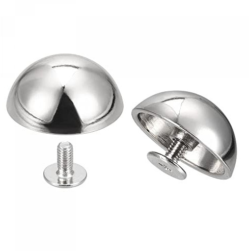 sourcing map 20x9mm Screw Back Rivets Hollow Round Head Leather Studs Spike Silver Tone 8 Sets