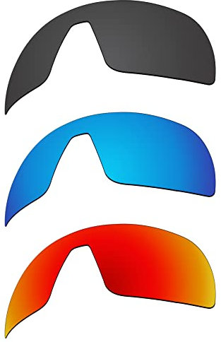 EZReplace Verres de rechange pour lunettes de soleil Oakley Sutro S OO9462 (verres polarisés) – Compatible avec monture Oakley Sutro S (noir carbone + bleu glacier + rouge feu), Noir carbone + bleu