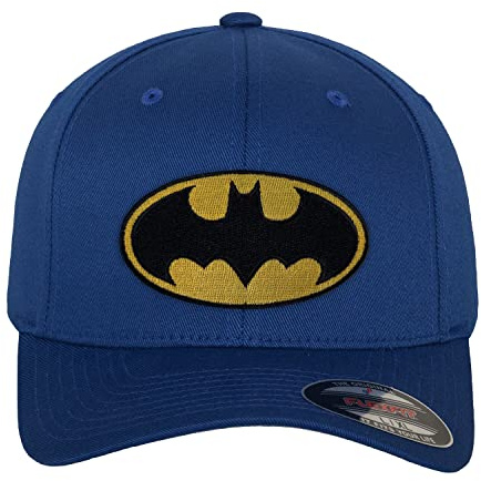 BATMAN Offizielles Lizenzprodukt Logo Premium Flexfit Cap (Blau), Klein/Mittel