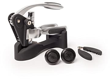 BarCraft Lever Arm Corkscrew, Vacuum Bottle Stoppers and Twist Action Foil Cutter Wine Set