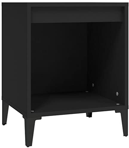 vidaXL Nachttisch Nachtschrank Nachtkommode Nachtkonsole Schlafzimmer Kommode Schrank Nachtkästchen Schwarz 40x35x50cm Holzwerkstoff Metall