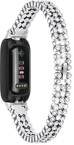 AISPORTS Kompatibel mit Fitbit Inspire 3 Armband für Frauen, Kristall Bling Glitzer Diamanten Strass Schmuck Armband Metallschnalle Armband Ersatzarmband für Fitbit Inspire 3 Activity Tracker