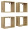 KUBUTKU Wandregal 4er Set 30x33x18 Quadratisch Hängeregal Mordern Design Wandboard für Wohnzimmer Schlafzimmer Büro und Küche (Eiche Artisan)
