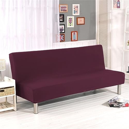 Surwin Elástica Fundas de Sofá Sin Brazos Clic Clac de 2/3 Plazas, Color Sólido Minimalismo Antideslizante Funda Protectora para Sofá Cama Sofá Plegable sin Reposabrazos (3 plazas,Fucsia)