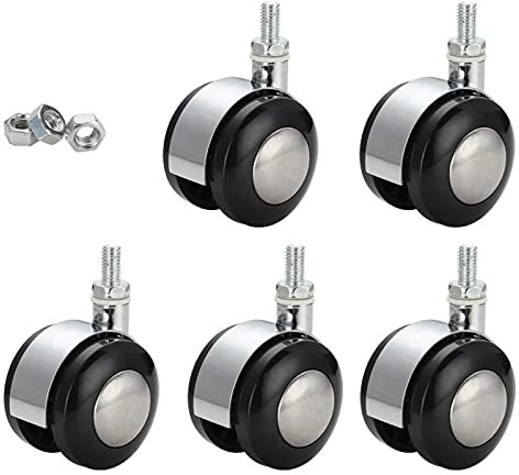 Office Chair Wheels CasterSwivel Chair Caster Office Chair Swivel Castor Wheel,Twin Casters,1.6 Inch Plastic Wheel,Replacement Castor Wheels for Small Sofa Furniture Boss Chair,for Hard Floors,Set of