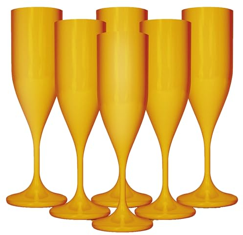 ActivoTex Sektgläser plastik kunststoff günstig einweg, Satz von 6 Stück ultra-resistent Tritan, hartem Kunststoff, Champagnerglas, Kunststoff, Weingläser, vielseitig verwendbar, langlebig und sicher