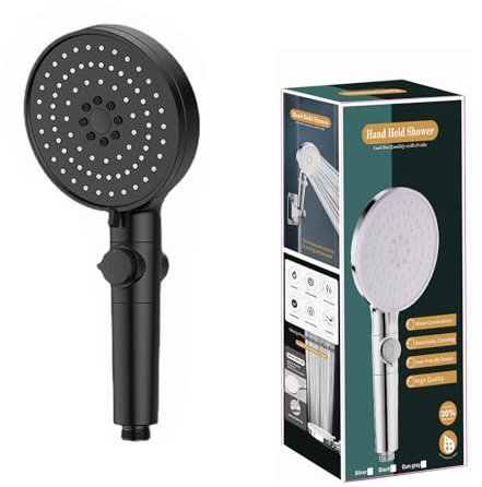 Eastrise Shower Head,Shower Head High Pressure Booster,Hand Showerhead,5 Modes Rain Power Shower,Waterfall Shower Heads with 65% Water(Black)