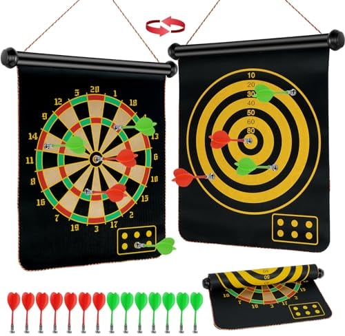 flintronic Dartscheibe Magnetisch, Ø38cm/15Zoll, Magnetisch Sichere Dartscheibe mit 14 Dartpfeilen, Dartscheibe Junge Spielzeug Geschenk für Drinnen und Draußen Party Spiel,für Kinder und Erwachsene