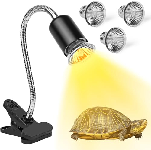 Weinsamkeit Schildkröten-Wärmelampe, Wärmefleckenlampe für Reptilien mit UVA UVB Basking Spot Glühbirnen und 360 ° Schwenkklemme für Schildkröte, Schlange, Eidechse