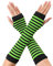 Allegra K Women's Fingerless Gloves Printed Elbow Length Knitted Arm Warmers Bright Green Black One Size