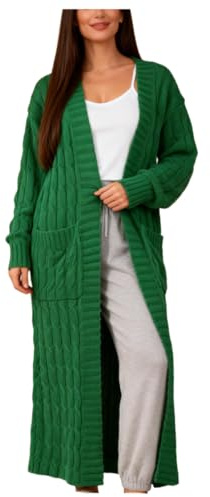 Donna Spessore Caldo Autunno Inverno Maglione Lungo Giacca Maglia Cardigan | Shuanghao Giacca Cappotto Maglion Caldi Lunghi Oversize Moda Retrò Lunghe Largo Tasche Morbido Comodità Tempo Libero Maglione