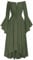 SCARLET DARKNESS Women Plus Size Olive Green Medieval Maxi Dress Ruffle Off Shoulder Smocked Renaissance Dress Retro Gothic Dresses for Summer XXL