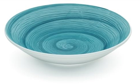 Memento Table Set 6 piatti Fondi 23 cm in ceramica Made in Italy, dipinti a mano (Petrolio, Fondi)