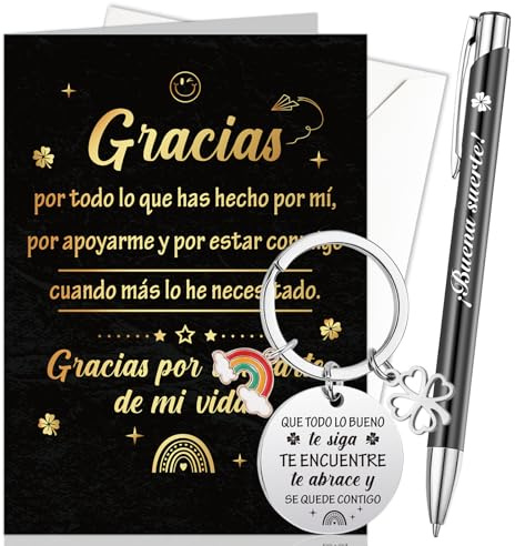 HOWAF Tarjetas de Agradecimiento, Tarjetas Agradecimiento, Tarjeta Gracias con Llavero Gracias Bolígrafo, Tarjeta Despedida Trabajo, Tarjeta Profesora Profe, Regalo Gracias, Jubilación, Despedida, D
