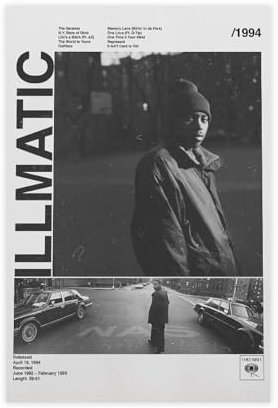 rsgfyc Nas Illmatisches Poster, 90er-Jahre, Hip-Hop-Leinwand-Poster, Schlafzimmer, Dekoration, Landschaft, Büro, Raumdekoration, Geschenk, 30 x 45 cm