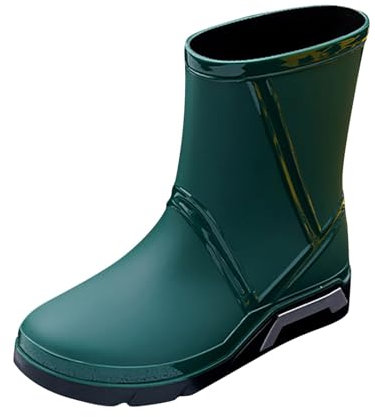 Stivali di gomma da uomo a mezza altezza, stivali da pioggia, corti da uomo, impermeabili, traspiranti, da giardino, in gomma, impermeabili, Verde2, 48