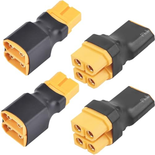 Xiatiaosann 4-teiliger XT60 parallel Adapter stecker, XT60-Anschluss ohne Kabel, 1 Buchse auf 2 Stecker, Adapter, 1 Stecker auf 2 Buchsen, Adapter für RC NiHM Lipo Akku ESC