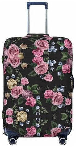 HJLUUFT Housse de protection pour valise de voyage lavable et anti-rayures Motif rose Noir/noir, Noir , XL