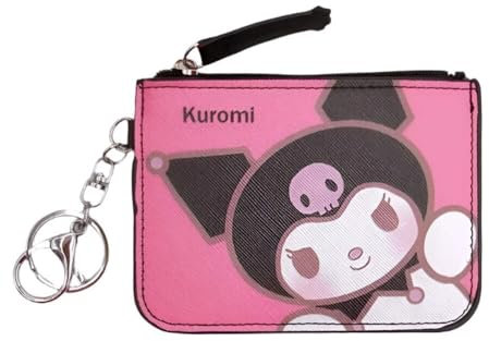 Hemasa Hello Kitty Porte-monnaie Sanrio Kuromi Cinnamoroll Pompon Purin Cuir Porte-cartes à monnaie Sac tout-en-un avec porte-clés Pendentif 1, 1, 11
