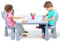FANTASK 3 TLG. Kindersitzgruppe, Kindertischgruppe, Kindertisch mit 2 Stühlen, Kindermöbel aus Kunststoff, Kinder Tischset für Kindergarten und Kinderzimmer (Blue)