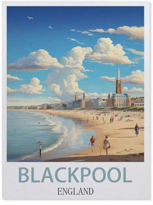 Jigsaw Puzzle 1000 Pieces,Blackpool England,Large Family Puzzle Game Artwork for Adults Teens(38x26cm)-AD9