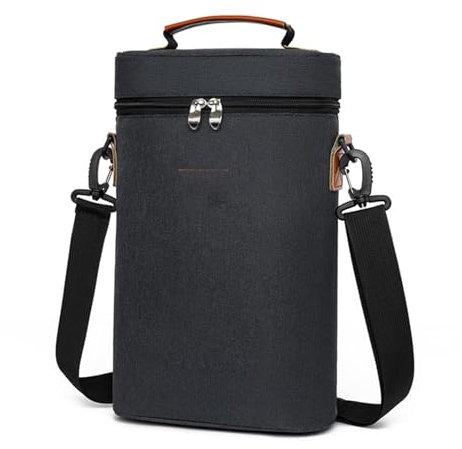 Walopola Insulated Wine Cooler Bag | Insulated 2 Bottle Tote Bag Wine Cooler Bag,Leakproof Carrying Case Portable Wine Carrier with Handle for Christmas & BYOB