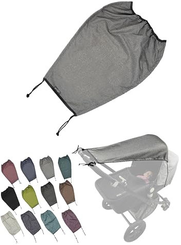 Universal [Sonnensegel mit UV Schutz 50+ für Kinderwagen] Babywanne flexibel Sonnenschutz mit Beschichtung und Rollo-Funktion verstellbar (meliert hellgrau)