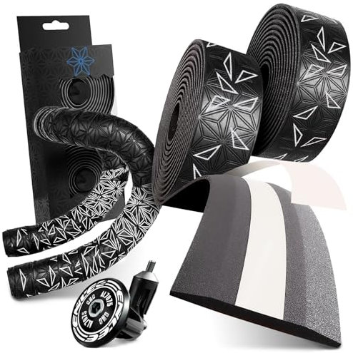 2 pcs Ruban pour Guidon, Vélo de Route Ruban, Guidon pour vélo résistante à la déchirure, pour Bouchons D'extrémité et Bandes Adhésives incluses -Résistant à l'usure Antidérapante et Facile à Poser