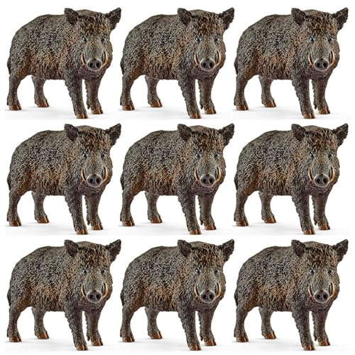 Derwrtup 9 Pièces Figurine Sanglier - Figurine Sanglier Sauvage - Figurine Realistique - Jouet Animal Modèle Chiffres Simulation Vie Sauvage Jungle Réaliste Animaux De La Forêt Jouet pour À Pa