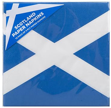 PMS Pack of 12 Scotland Paper Napkins – 3-Ply Disposable Party Napkins with Saltire Flag Design – Perfect for St Andrew’s Day, Scottish Events & Celebrations