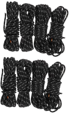 LIOOBO 2 Set Corda da Campeggio all'aperto Escursionismo Telo per da Campeggio Antivento Cinghia della Cinturino da Campeggio Professionale Poliestere Black