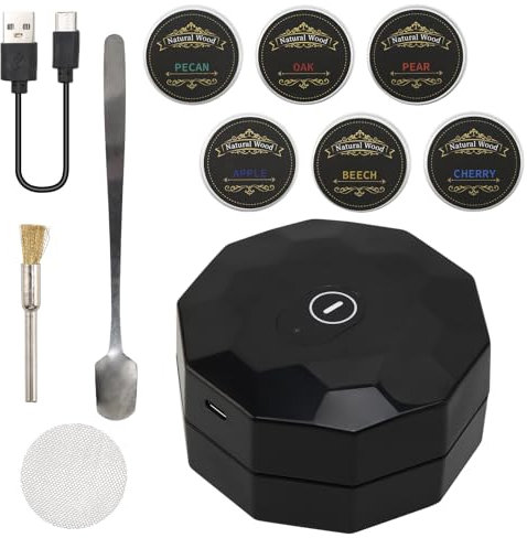 Kit de fumoir, à whisky, électrique, rechargeable, avec 6 arômes, copeaux de bois, pour homme, anniversaire, fête des pères, mari, papa