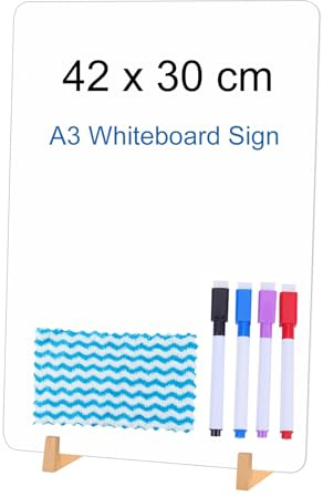 GUOKOFF Tafel Whiteboard A3, 2 Stück Dry Erase White Board Kreidetafels mit Ständer, Doppelseitiges Schreibtafel Whiteboard mit Ständer, Whiteboards für Büro & Schule