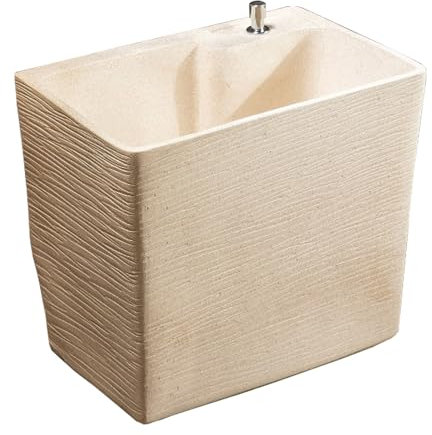 Lavabo da Esterno, Lavandino Cucina Multifunzione in Ceramica Smaltata Effetto Pietra con Scarico One-touch e Filtro a Cestello per Bagno, Lavanderia e Lavaggio Animali
