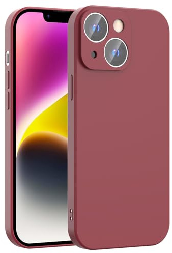 Honara Silicone Case for iPhone 14, Full Camera Protection, Slim Liquid Silicone Phone Bumper Cover, Soft Touch, Antiskid, DustProof, Shockproof, Drop-Resistant, Anti-Scratch Cases (Red)