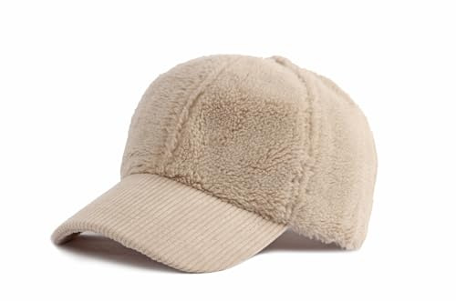 YAMEE Baseball Cap Damen Herbst Winter Warm,Basecap Casual Winddicht,Schirmmützen für Damen Plüsch Cord-Patchwork Mode,Wintermütze Verstellbare Weich,Baseballmütze für Reisen im Freien