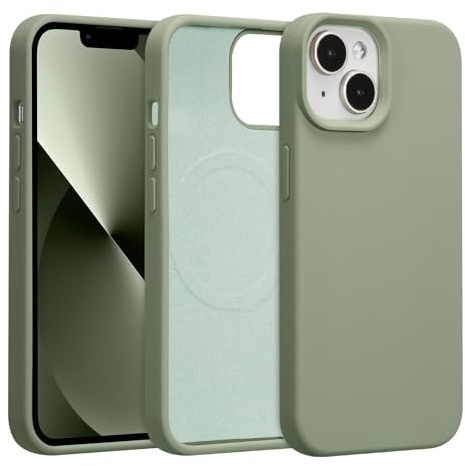 UCASONG Magnetic Liquid Silicone Case for iPhone 13/14, Copper Green