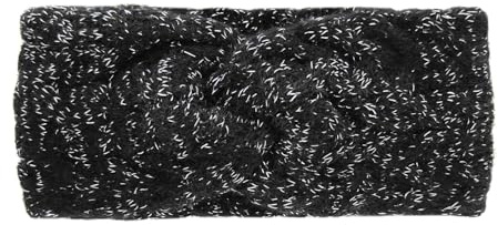 axy Damen Strick Stirnband mit Twist Knoten, Silberfäden und Zopfmuster, Winter Haarband, Kopfband - Ohrenwärmer - gestrickt Headband - warm HBW6 (Schwarz)