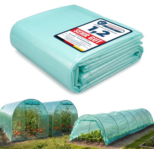 Garronda 8x8 m Gewächshausfolie UV Folie Abdeckfolie Folientunnel GD-0198 | Grün, UV-stabilisiert, 3-schichtig, reißfest, als Tunnelfolie für Gewächshaus, Treibhaus, Frühbeet und Pflanzenabdeckung